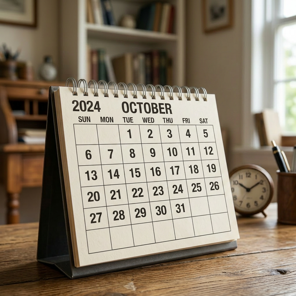 Calendario de escritorio 2024 con páginas de septiembre, octubre, noviembre y diciembre