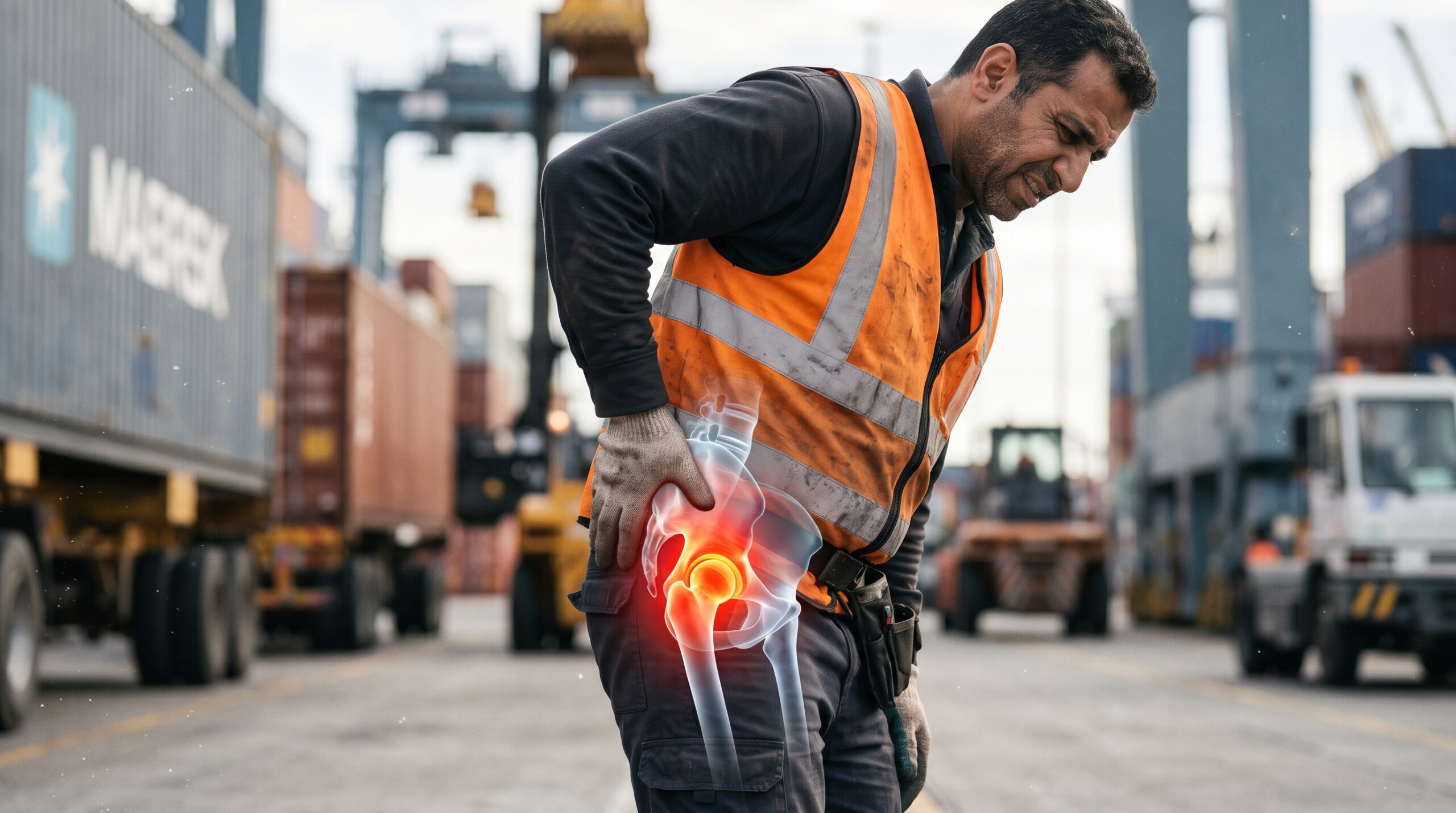 dock worker with injuried hip