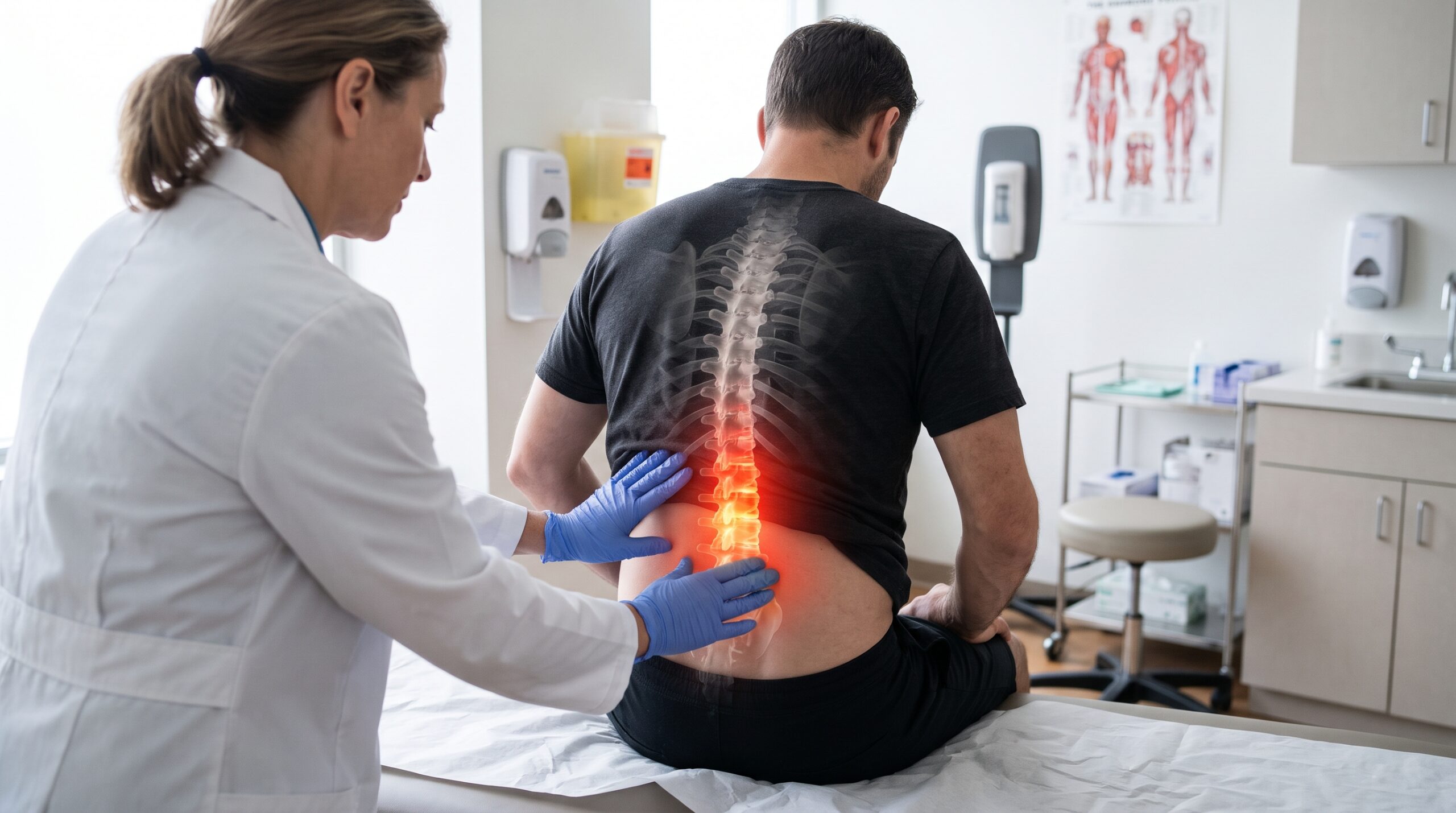doctor performing impairment on back