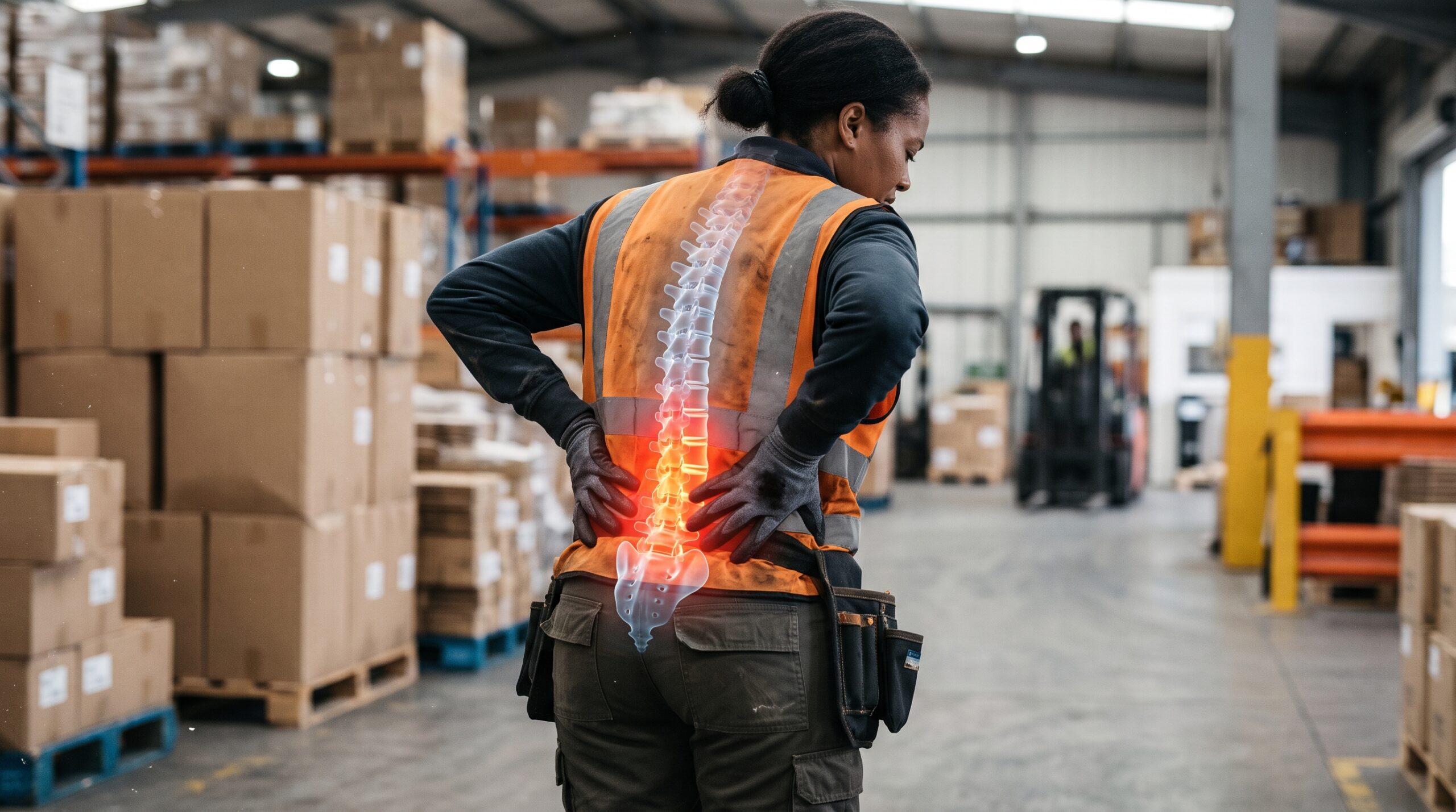 female warehouse workers w:back injury